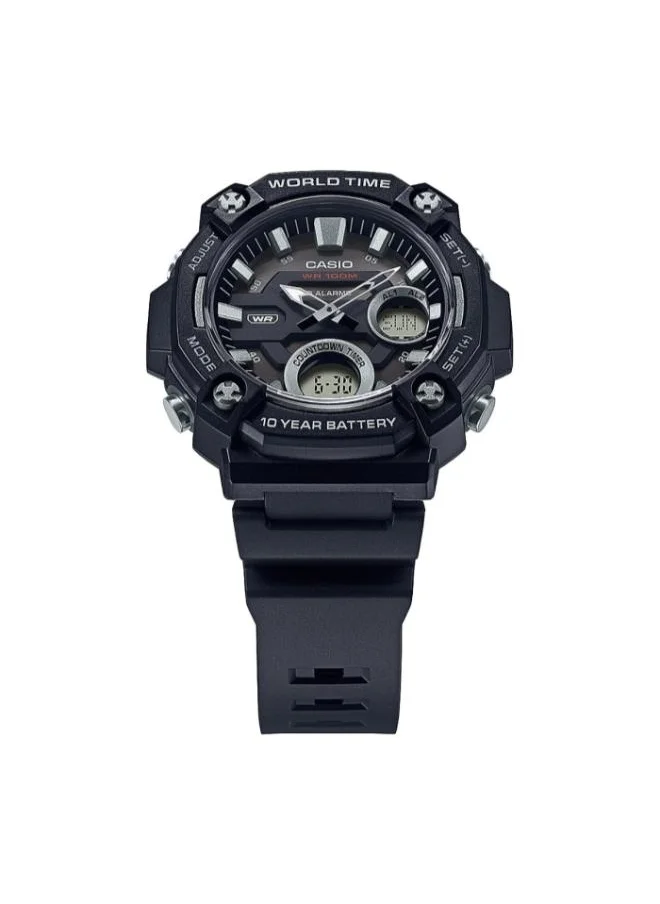 كاسيو Men's Analog-Digital Display Watch With Black Resin Strap - AEQ-120W-1BVDF