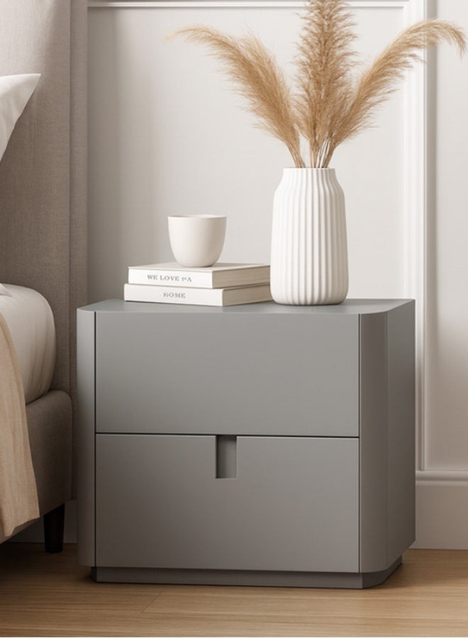 YI ONE Bedside Cabinet – Stylish Grey Wooden Side Table with 2 Drawers, Modern Bedside Table for Bedroom Storage, 500x 500x480 mm - Image 2