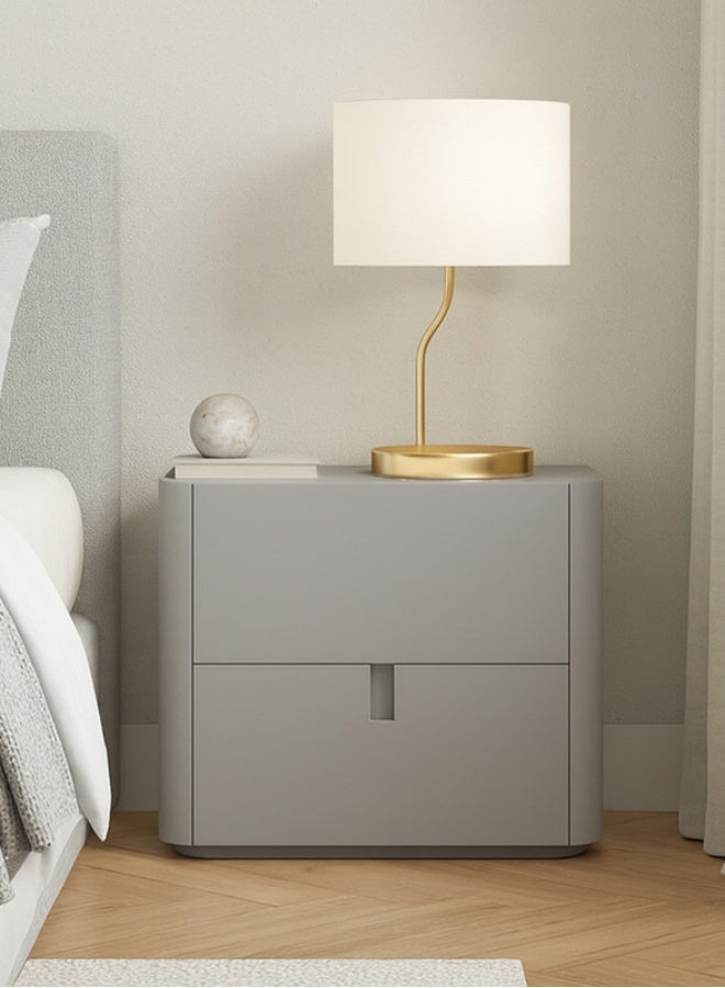 YI ONE Bedside Cabinet – Stylish Grey Wooden Side Table with 2 Drawers, Modern Bedside Table for Bedroom Storage, 500x 500x480 mm - Image 1