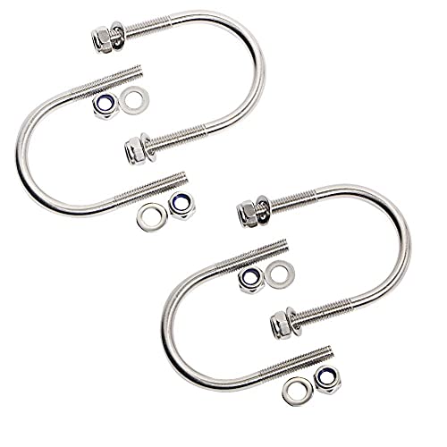 Aopin Round UBolts 112 inch 38mm M6 Inner Width 304 Stainless Steel 8pcs SelfLocking Nylon Insert Hex Nuts Flat Washers for CarMotorhomeSailing Trailer Replacement Part and Accessorie 4Pack - Image 1