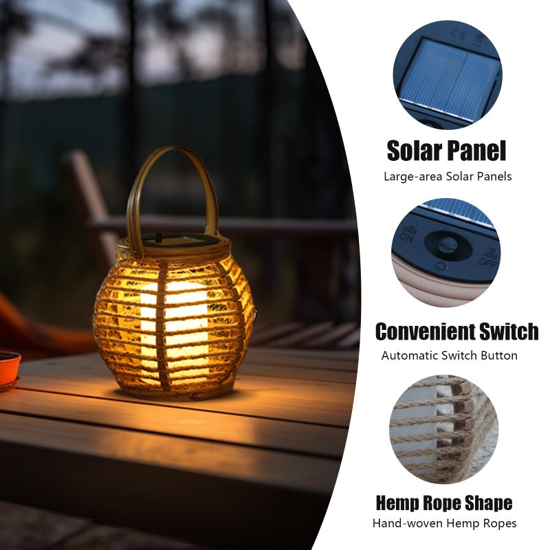 LEOKED 2 Pack Solar Lanterns Outdoor Waterproof, Imitation Candle Lantern in Bohemian Style for Garden, Backyard, Patio Decor, Birthday Gifts for Women Mom Grandma, Hanging Garden Lights for Outside - Image 3