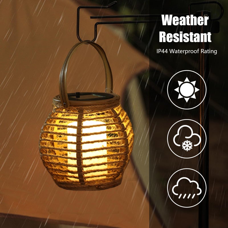 LEOKED 2 Pack Solar Lanterns Outdoor Waterproof, Imitation Candle Lantern in Bohemian Style for Garden, Backyard, Patio Decor, Birthday Gifts for Women Mom Grandma, Hanging Garden Lights for Outside - Image 4