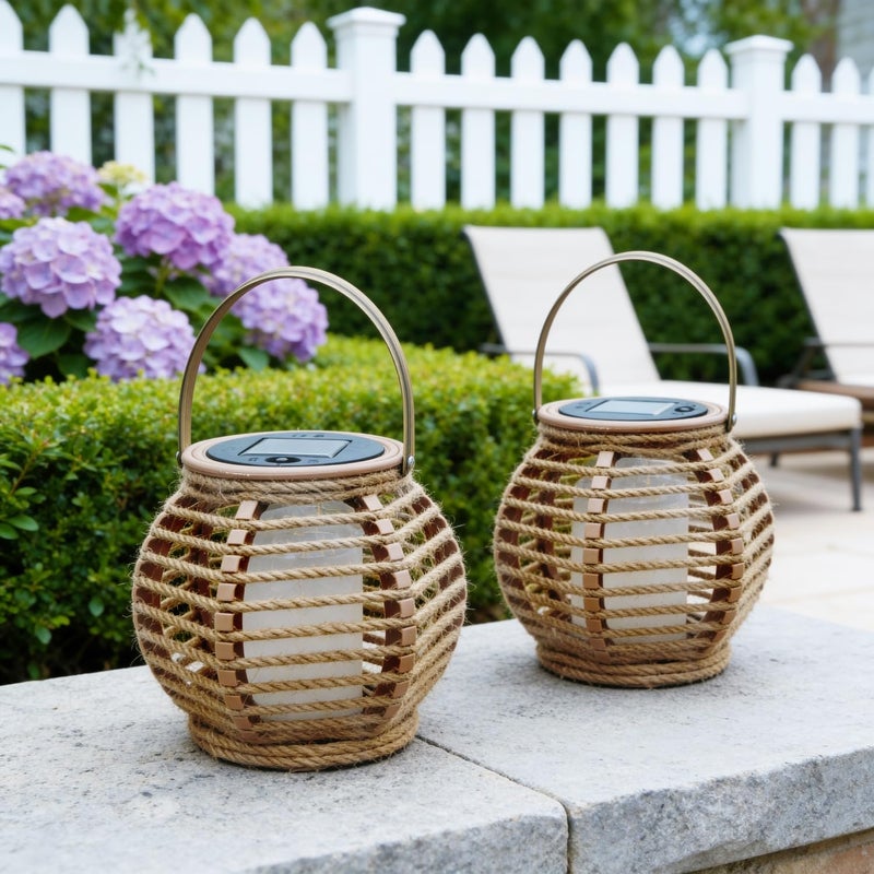 LEOKED 2 Pack Solar Lanterns Outdoor Waterproof, Imitation Candle Lantern in Bohemian Style for Garden, Backyard, Patio Decor, Birthday Gifts for Women Mom Grandma, Hanging Garden Lights for Outside - Image 1