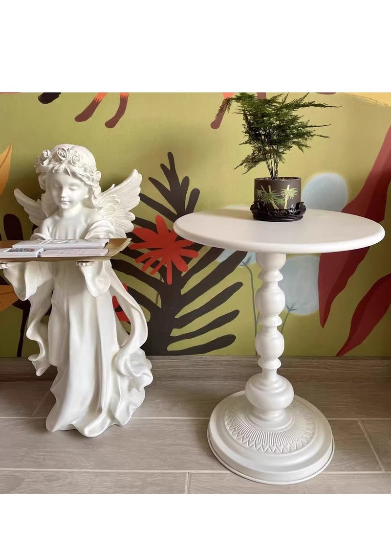 Generic Vintage Round Coffee Table - Roman Pillar Metal Side Table for Living Room, Sofa - White End Table - 42x52cm - Household Decor  - Image 2