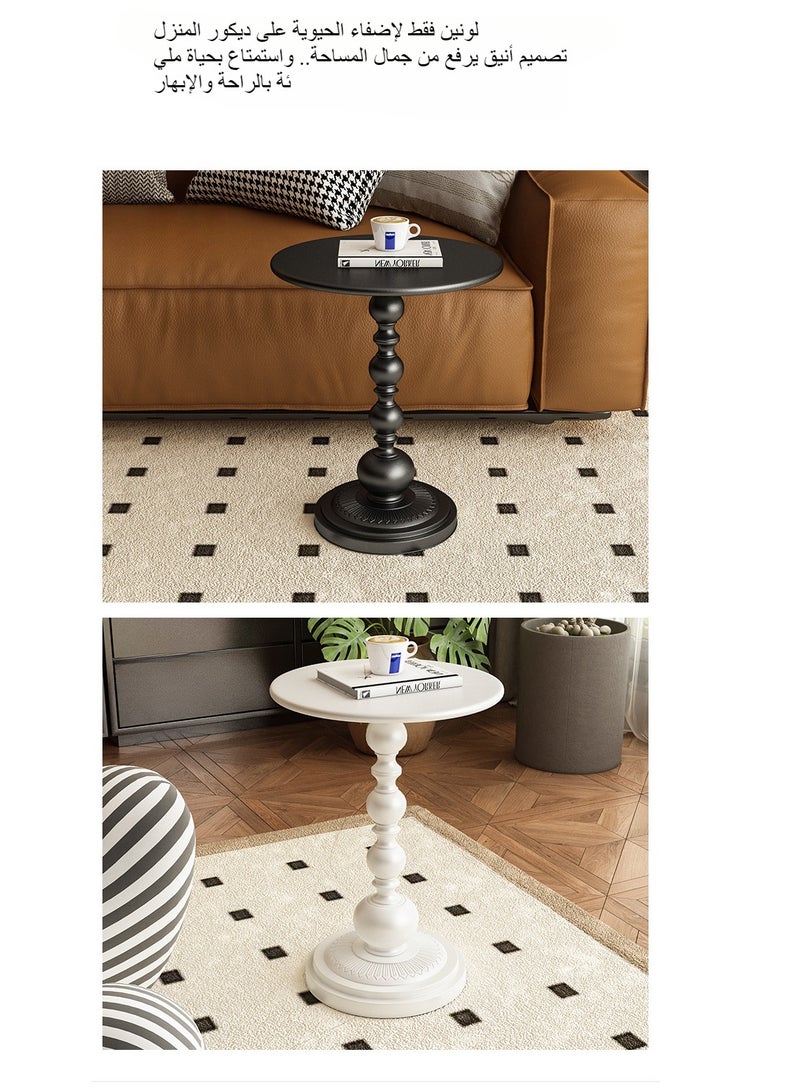 Generic Vintage Round Coffee Table - Roman Pillar Metal Side Table for Living Room, Sofa - White End Table - 42x52cm - Household Decor  - Image 3
