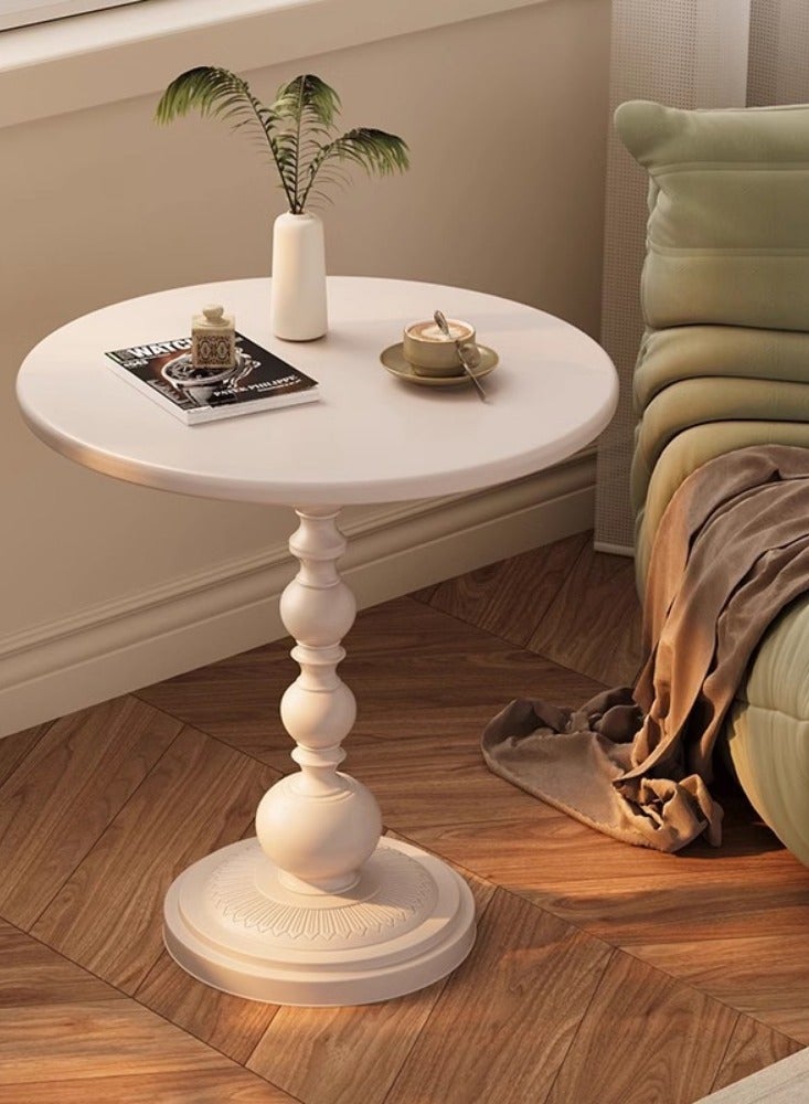 Generic Vintage Round Coffee Table - Roman Pillar Metal Side Table for Living Room, Sofa - White End Table - 42x52cm - Household Decor  - Image 1
