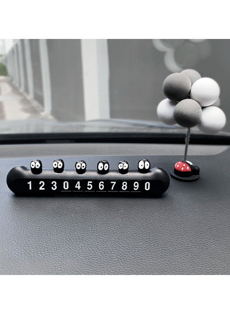 EBMINI Cute Coal Ball Car Temporary Parking Number Plate 