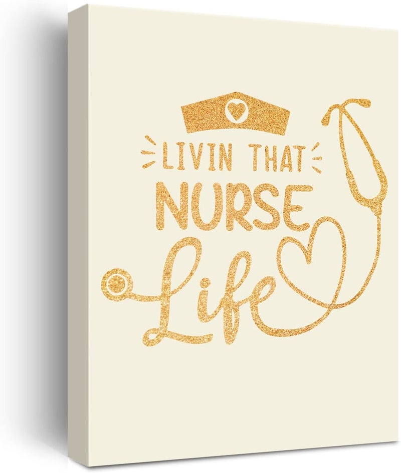 JerLoe Gold Foil Nurse Life Canvas Wall Art - Image 1