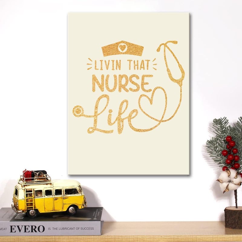 JerLoe Gold Foil Nurse Life Canvas Wall Art - Image 5