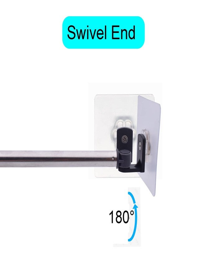 YYST Type A 16" - 39.5" Self Adhesive Curtain Rod No Drilling Petite Café Rod Self Adhesive Window Curtain Rod Sash Rods W Adhesives (Black-2) - Image 4