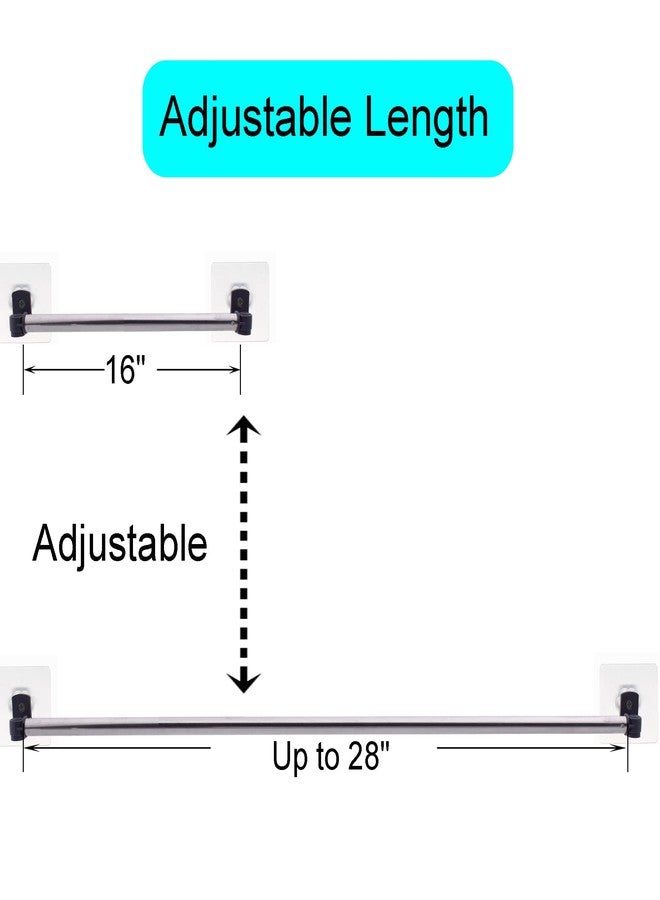 YYST Type A 16" - 39.5" Self Adhesive Curtain Rod No Drilling Petite Café Rod Self Adhesive Window Curtain Rod Sash Rods W Adhesives (Black-2) - Image 2