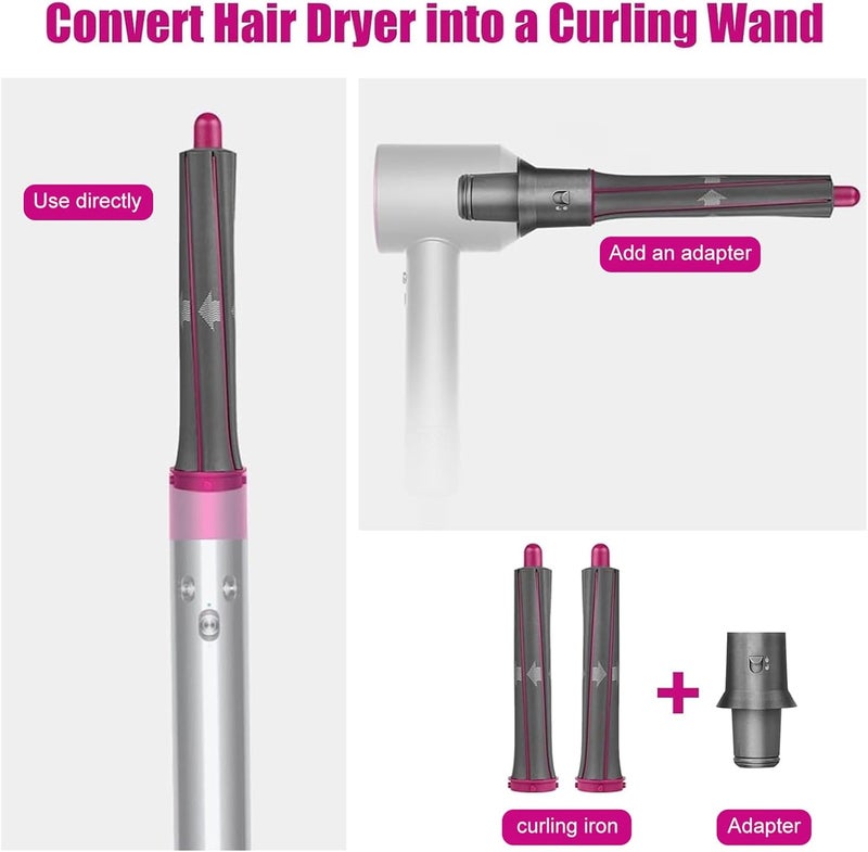 Chuancheng 1 Pair of 1.2 Inch/30MM Long Hair Hair Curling Tube Compatible Hair Tool for Dyson Airwrap Attachment Parts, 1 Hair Dryer Curling Iron adapters(Long Models) - Image 2