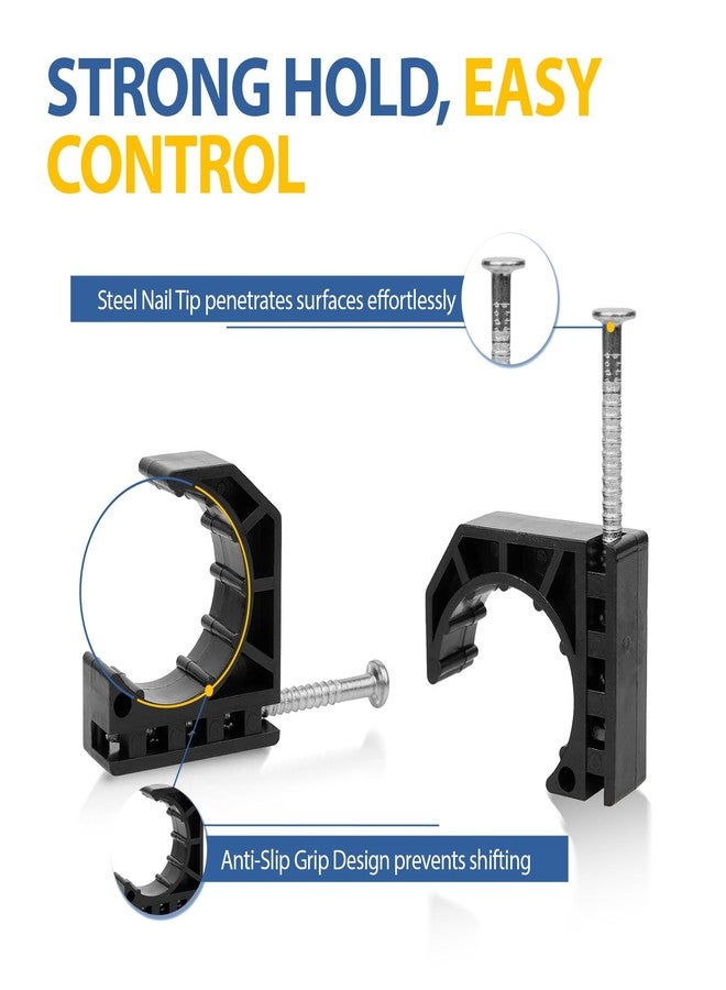 GUOFIS 100-Pack GUOFIS Half Clamp J-Hook with Nail, 1/2 Inch Black J-hook Clamps for PEX Tubing Mounting - Image 3