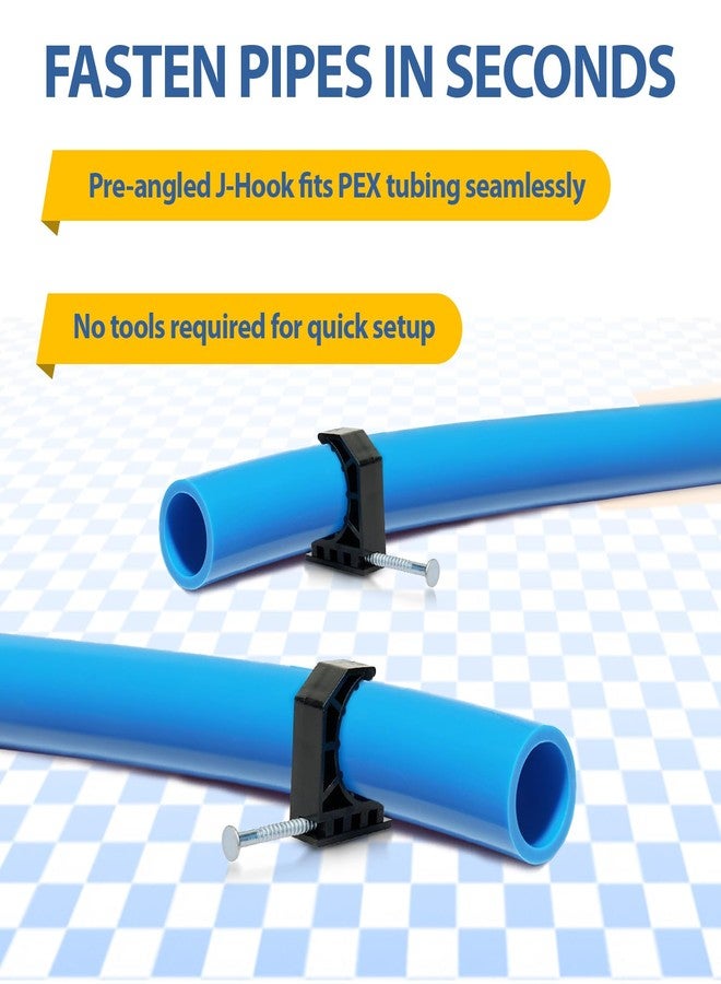 GUOFIS 100-Pack GUOFIS Half Clamp J-Hook with Nail, 1/2 Inch Black J-hook Clamps for PEX Tubing Mounting - Image 5