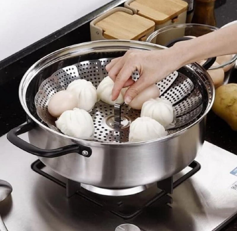 REDUCK Stainless Steel Folding Steamer Basket for Vegetable Fruit Steamer Punching Food Drain Bowl Basket for Cooking to Fits Various Size Pot 95 Inch - Image 4