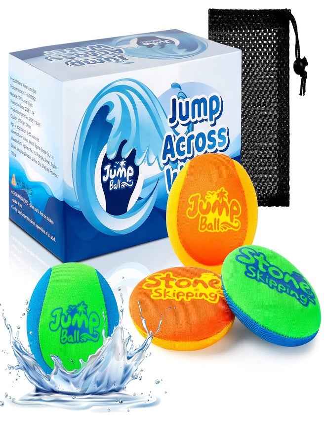 LETREEN Water Stone Skipping Ball Set 4 Pack - Fun Pool Toys for Kids All Ages - Water Bouncing Skip Ball Toy for Boys & Girls - Best Games Gifts with Your Friends & Family (Playful Spirit) - Image 1