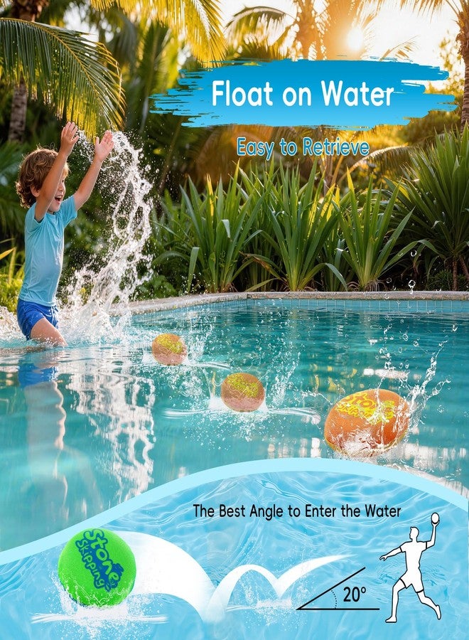 LETREEN Water Stone Skipping Ball Set 4 Pack - Fun Pool Toys for Kids All Ages - Water Bouncing Skip Ball Toy for Boys & Girls - Best Games Gifts with Your Friends & Family (Playful Spirit) - Image 3