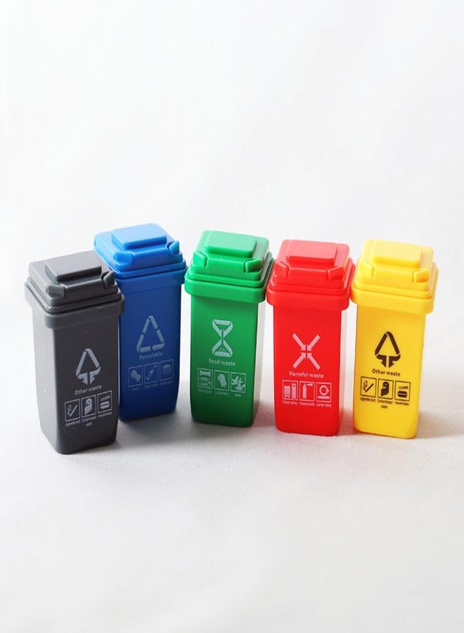 RillyRellow Miniature Garbage Can Set 5, Dollhouse Miniature Waste Bins, Dollhouse Mini Rubbish Garbage Trash Dump Bin, Recycle Bin, Trash Can, for Garbage Collection, Dollhouse Decoration - Image 1