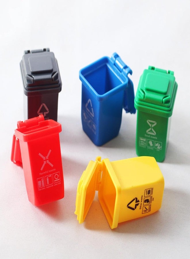 RillyRellow Miniature Garbage Can Set 5, Dollhouse Miniature Waste Bins, Dollhouse Mini Rubbish Garbage Trash Dump Bin, Recycle Bin, Trash Can, for Garbage Collection, Dollhouse Decoration - Image 4