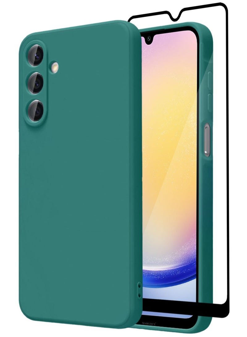 2Packs Liquid Silicone Case for Samsung Galaxy A15 Protective Phone Case with Soft Anti-Scratch Microfiber Lining Utra Slim Drop Protection Phone Cover with 3D Screen Protector - Green - Image 1