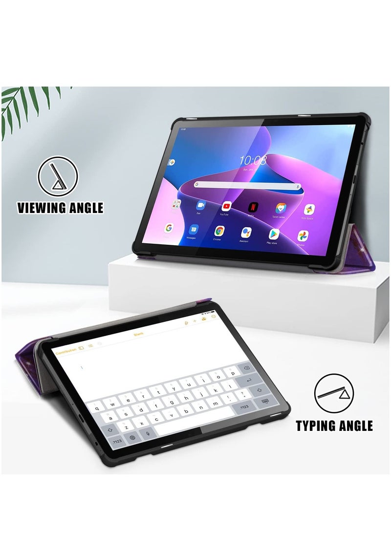 Case Compatible with Lenovo Tab M10 (3rd Gen) 10.1 Inch 2022 Tablet PU Leather Slim Frosted Hard Shell Tri-fold Protective Cover(Milky Way) - Image 4