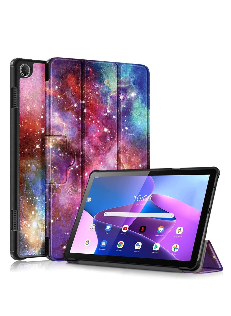 Case Compatible with Lenovo Tab M10 (3rd Gen) 10.1 Inch 2022 Tablet PU Leather Slim Frosted Hard Shell Tri-fold Protective Cover(Milky Way) - Image 1