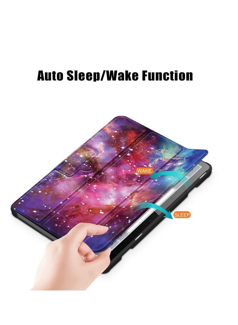 Case Compatible with Lenovo Tab M10 (3rd Gen) 10.1 Inch 2022 Tablet PU Leather Slim Frosted Hard Shell Tri-fold Protective Cover(Milky Way) - Image 3