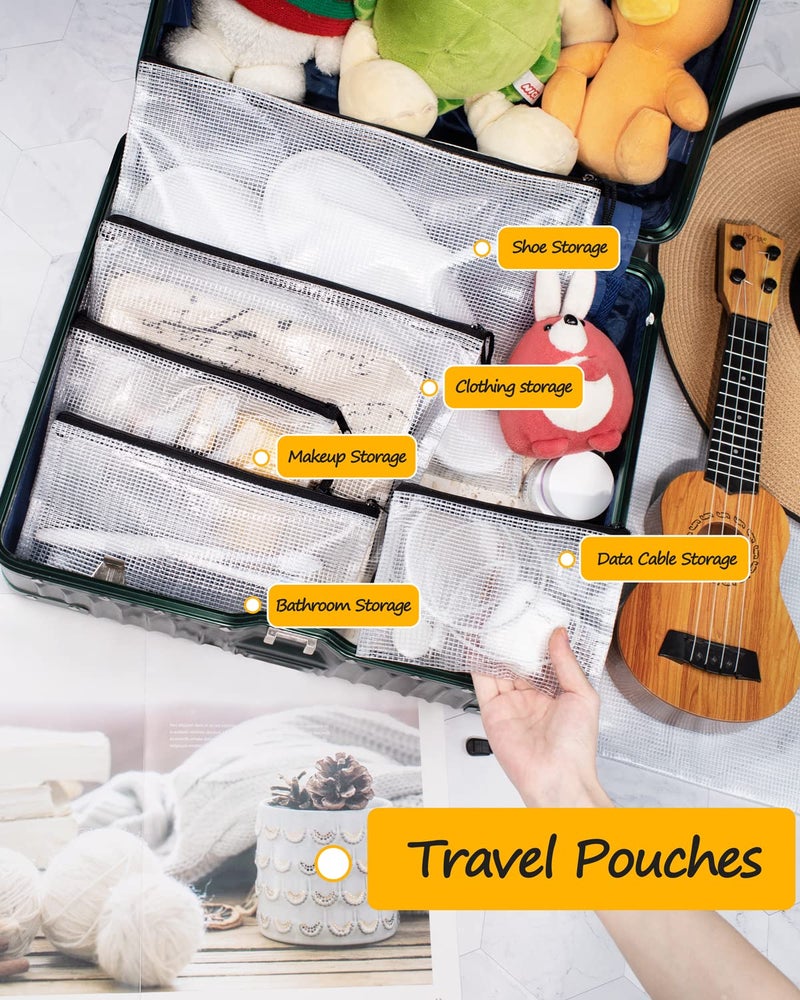 SUNEE Multisize Mesh Zipper Pouches (Black, 21 Packs), Water-Resistant Zip Bag for School Office Supplies, Puzzles & Games Organizing Storage - Image 5