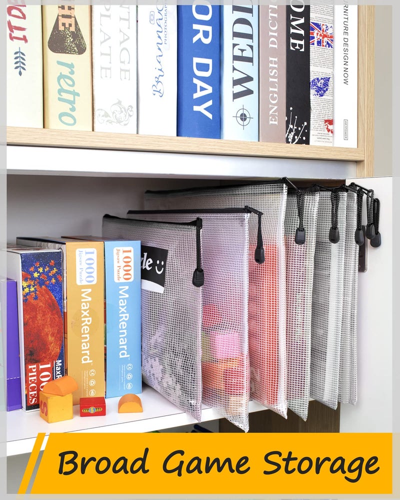 SUNEE Multisize Mesh Zipper Pouches (Black, 21 Packs), Water-Resistant Zip Bag for School Office Supplies, Puzzles & Games Organizing Storage - Image 4