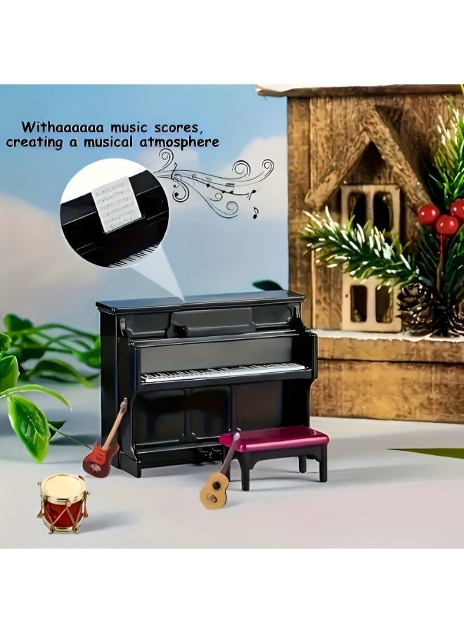 11 Piece Miniature Classical Musical Instrument Set – Piano, Guitar, Violin and Saxophone Models for Dollhouse Decoration and Display Collection - Image 4