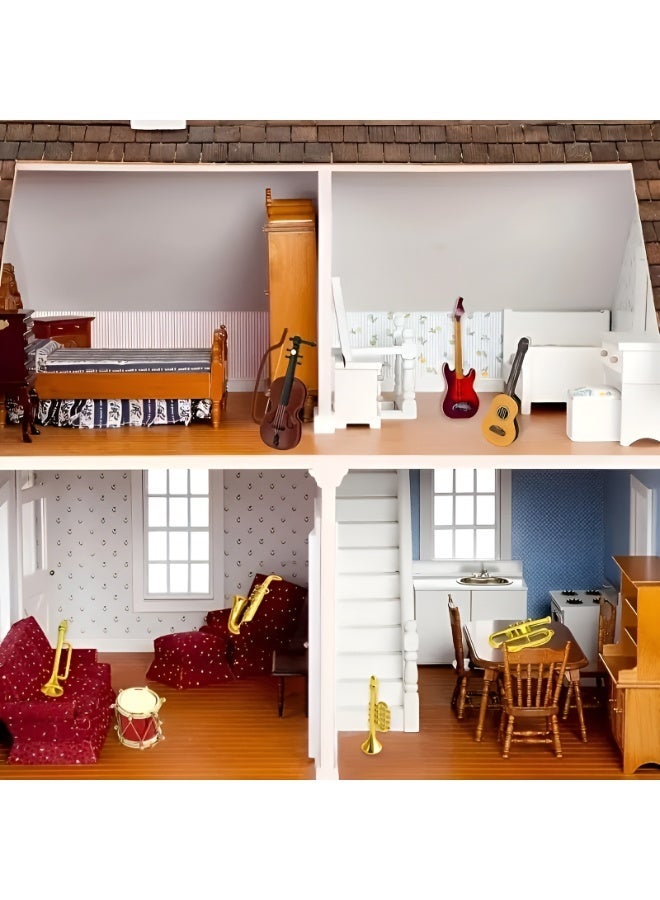 11 Piece Miniature Classical Musical Instrument Set – Piano, Guitar, Violin and Saxophone Models for Dollhouse Decoration and Display Collection - Image 5