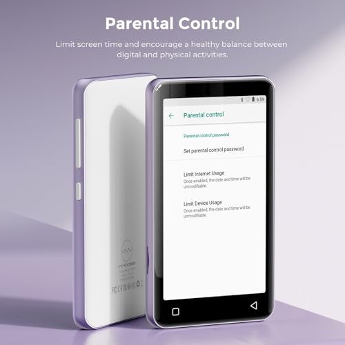 innioasis 80GB MP3 Player with Bluetooth and WiFi, MP3 Player for Kids with Spotify, Spotify Kids, Pandora, Audible, 4.0" Touch Screen Music Player with Parental Controls, Up to 1TB (White+ Purple) - Image 4
