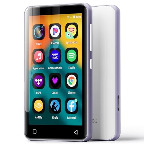 innioasis 80GB MP3 Player with Bluetooth and WiFi, MP3 Player for Kids with Spotify, Spotify Kids, Pandora, Audible, 4.0" Touch Screen Music Player with Parental Controls, Up to 1TB (White+ Purple) - Image 1