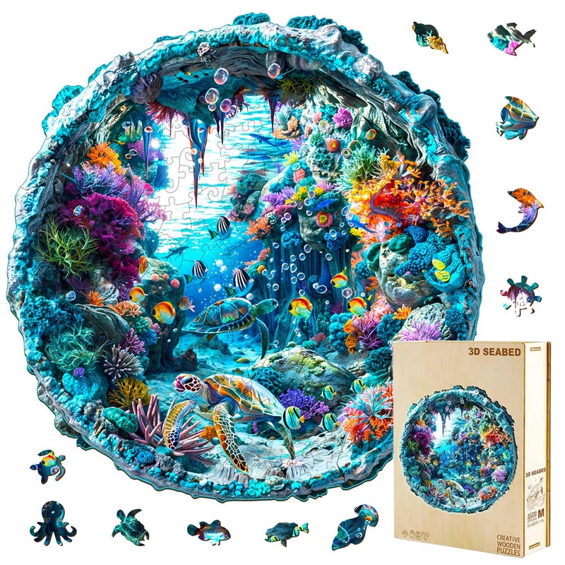 Jollitot 3D Seabed Ocean Sea Turtle Puzzles Adults Gifts for Women Men Wooden 290 Pieces 134 134in - Image 3