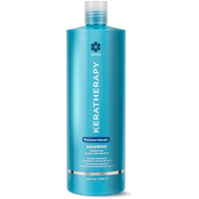 KERATHERAPY Keratin Infused Moisture Shampoo, 33.8 fl. oz., 1000 ml - Anti Frizz Moisture Shampoo for Oily Scalp and Dry Ends - Kerabond Technology, Aloe Vera, & Willow Bark - Sulfate & Paraben Free