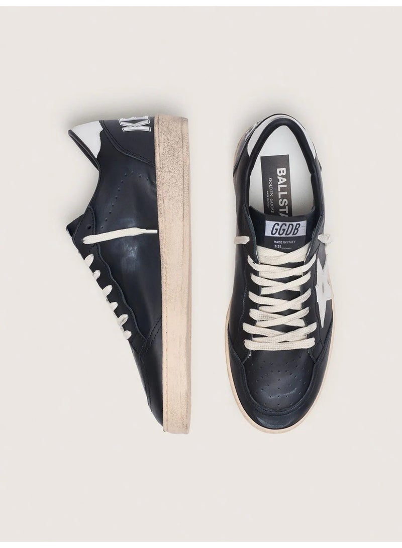 Golden Goose Men's Ball Star Sneakers, Black Nappa with White Leather Star - Image 4
