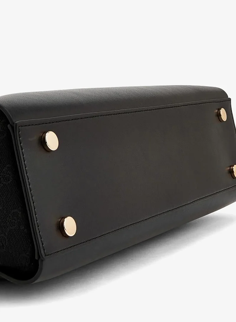 Celeste BLACK Monogram Textured Shoulder Bag With Double Handle for Women | Best Price UAE