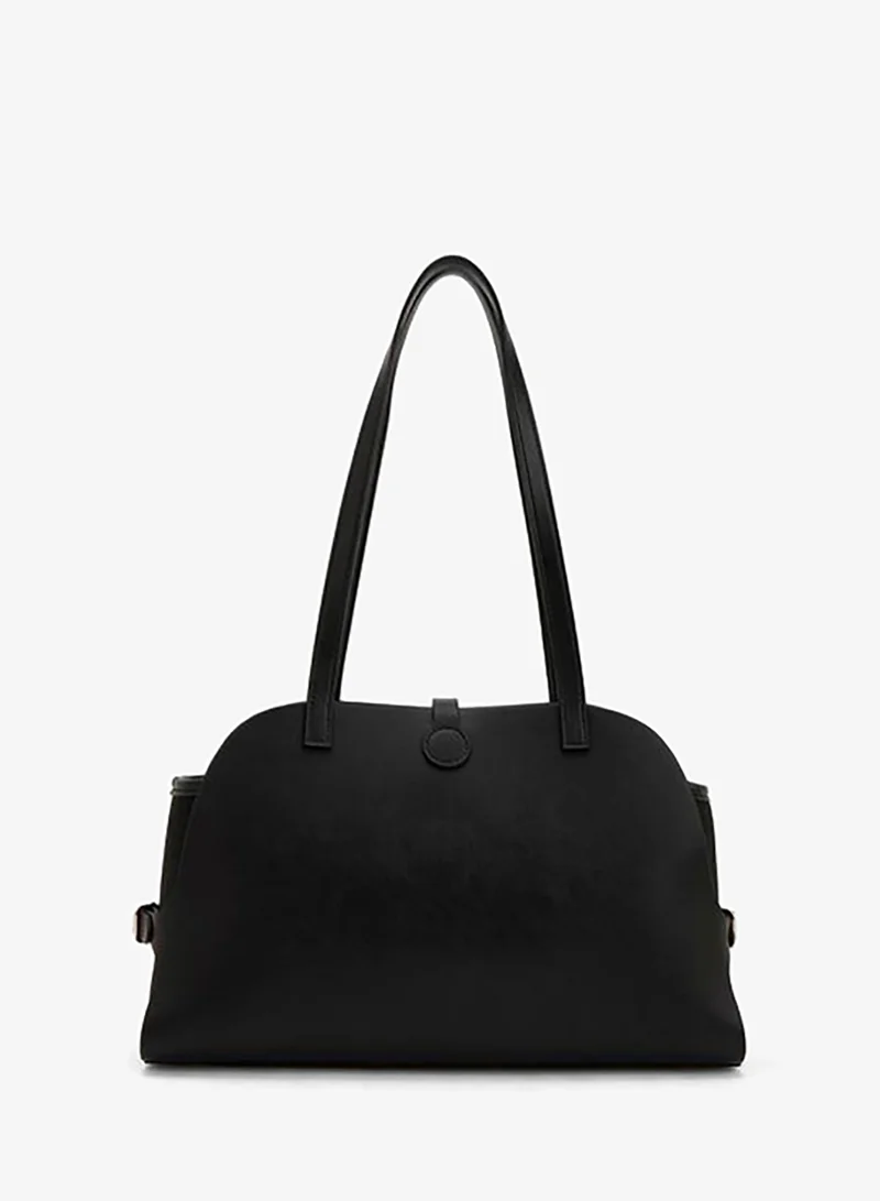 Celeste BLACK Monogram Textured Shoulder Bag With Double Handle for Women | Best Price UAE