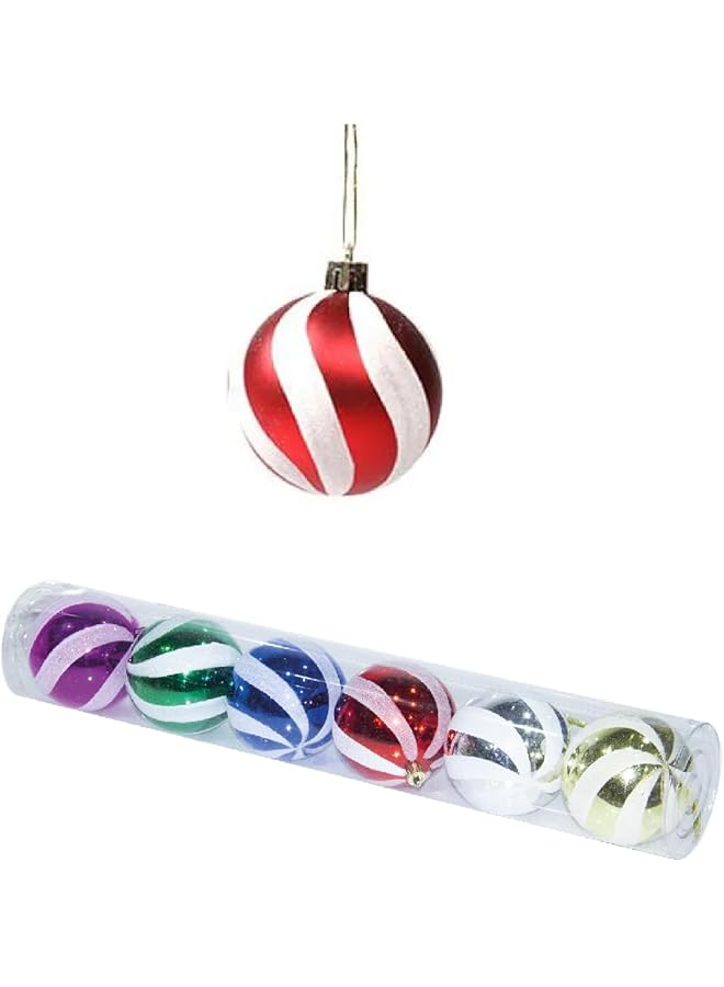The Bros 8CM Christmas Ball Ornaments - Set of 6, Assorted Color Baubles for Tree Decorations, Holiday Decor, Perfect for Xmas Parties, Home & Office Christmas Tree