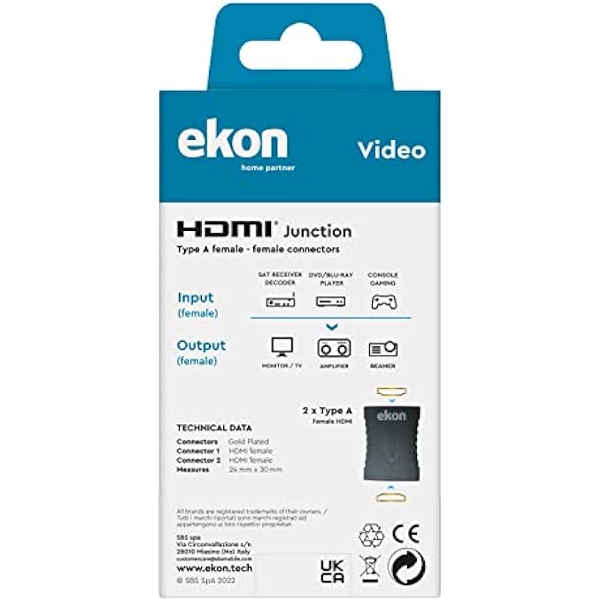 Ekon SBS HDMI ADAPTER FEMALE FEMALE VIDEO ADAPTER HDMI ADAPTER HDMI ADAPTER HDMI ADAPTER FOR TV SMART TV MONITOR WII PS2 LAPTOP PC - Image 2