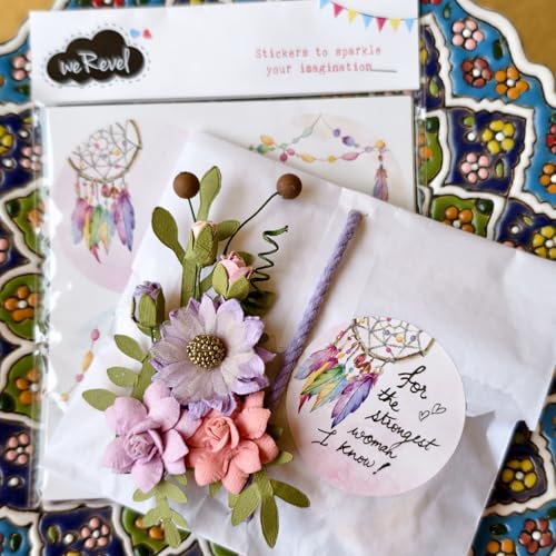 weRevel Boho Theme Note Stickers 40 Pieces, 2 inches, Round, 4 Unique Designs, Matt-Finish Paper-Self-Adhesive - Image 2