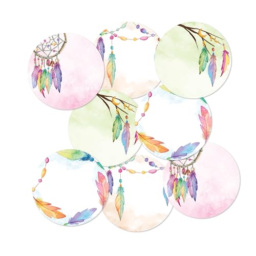 weRevel Boho Theme Note Stickers 40 Pieces, 2 inches, Round, 4 Unique Designs, Matt-Finish Paper-Self-Adhesive - Image 1