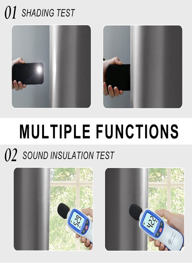 XWZO ستائر XWZO معتمة 100% مع أربطة - حماية للخصوصية وعزل للصوت، ستائر نوافذ عريضة للغاية بفتحات معدنية وبطانة سوداء لغرفة النوم/غرفة المعيشة، رمادي، عرض 70 × طول 84، طقم من قطعتين - Image 4