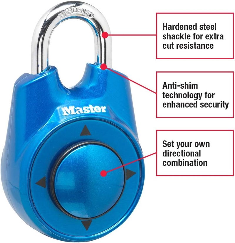 MasterLock 1500iD Set Your Own Directional Combination Padlock, Blue - Image 1