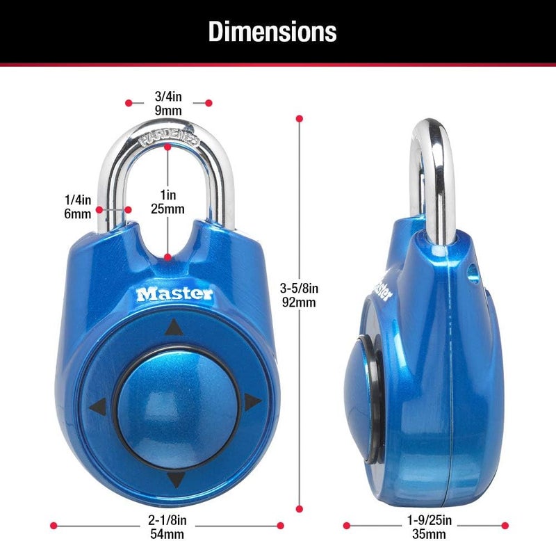 MasterLock 1500iD Set Your Own Directional Combination Padlock, Blue - Image 5