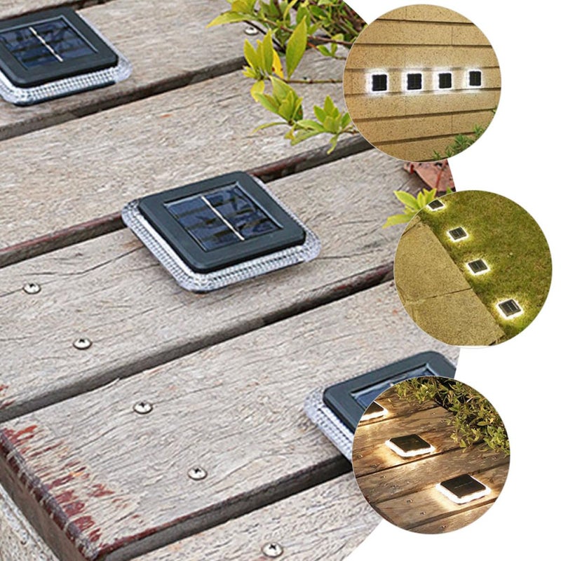 Solar Powered Outdoor Garden Ground Lights 8 LED Waterproof White Landscape Lighting - Image 5