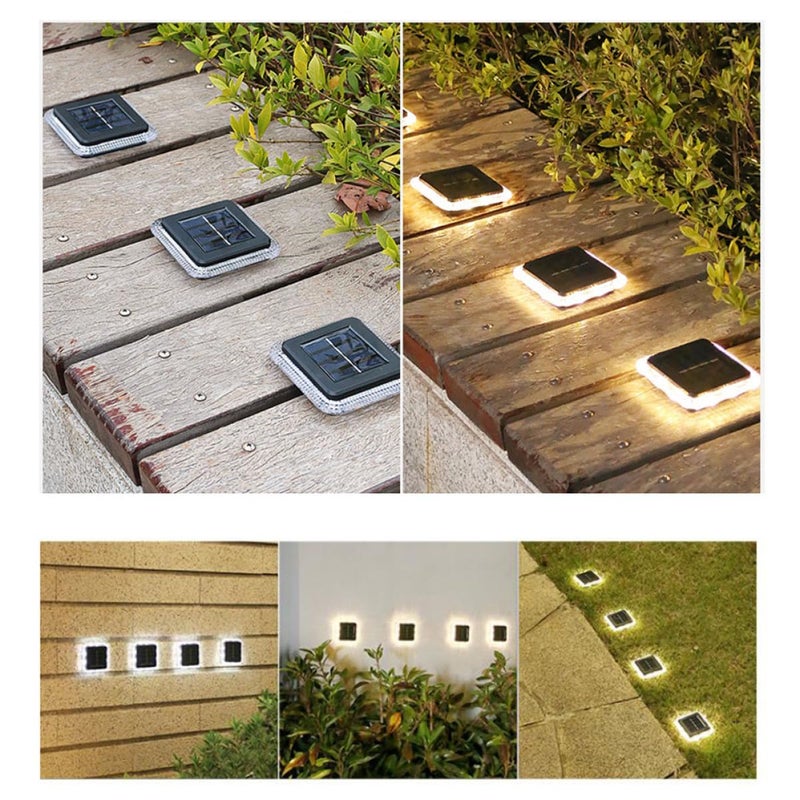 Solar Powered Outdoor Garden Ground Lights 8 LED Waterproof White Landscape Lighting - Image 4