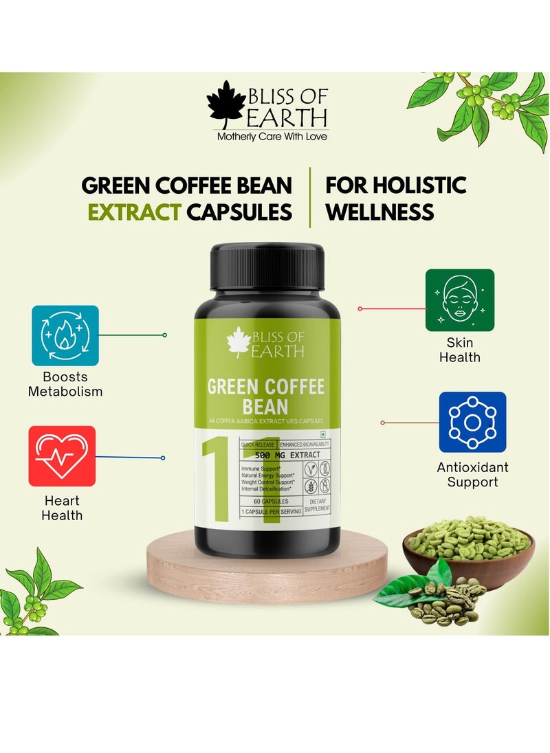 BLISS OF EARTH Green Coffee Bean Extract Supplement & Tribulus Terrestris Extract Supplement Capsules For Energy Stamina & Health  - Image 2