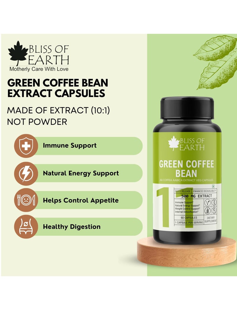 BLISS OF EARTH Green Coffee Bean Extract Supplement & Tribulus Terrestris Extract Supplement Capsules For Energy Stamina & Health  - Image 3