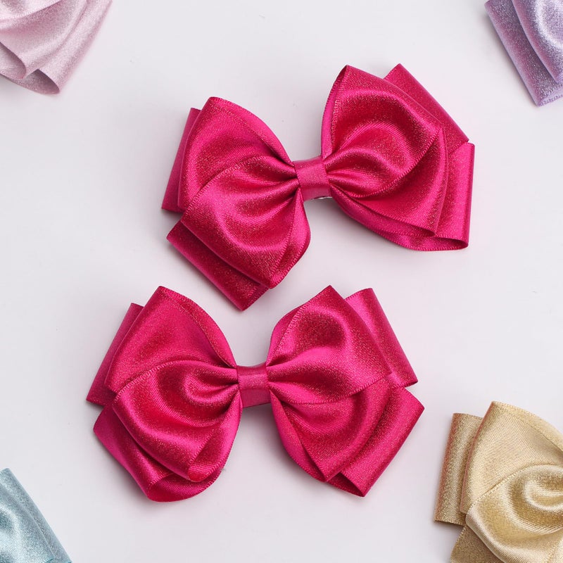 ZOLYCO 4.5-Inch Hair Bows Alligator Clips Delicate Satin Hair Accessories for Girls, Toddler, Kids and Women Birthday Wedding Christmas Occasions- Set of 2 (Hot Pink) - Image 5
